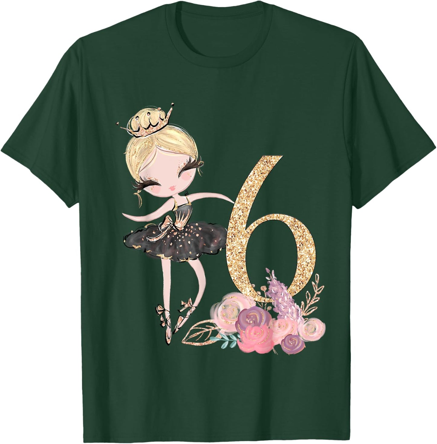 6th Birthday Party Ballerina Dance Ballet Tutu Girls Six T-Shirt - T-Shirt | Forest