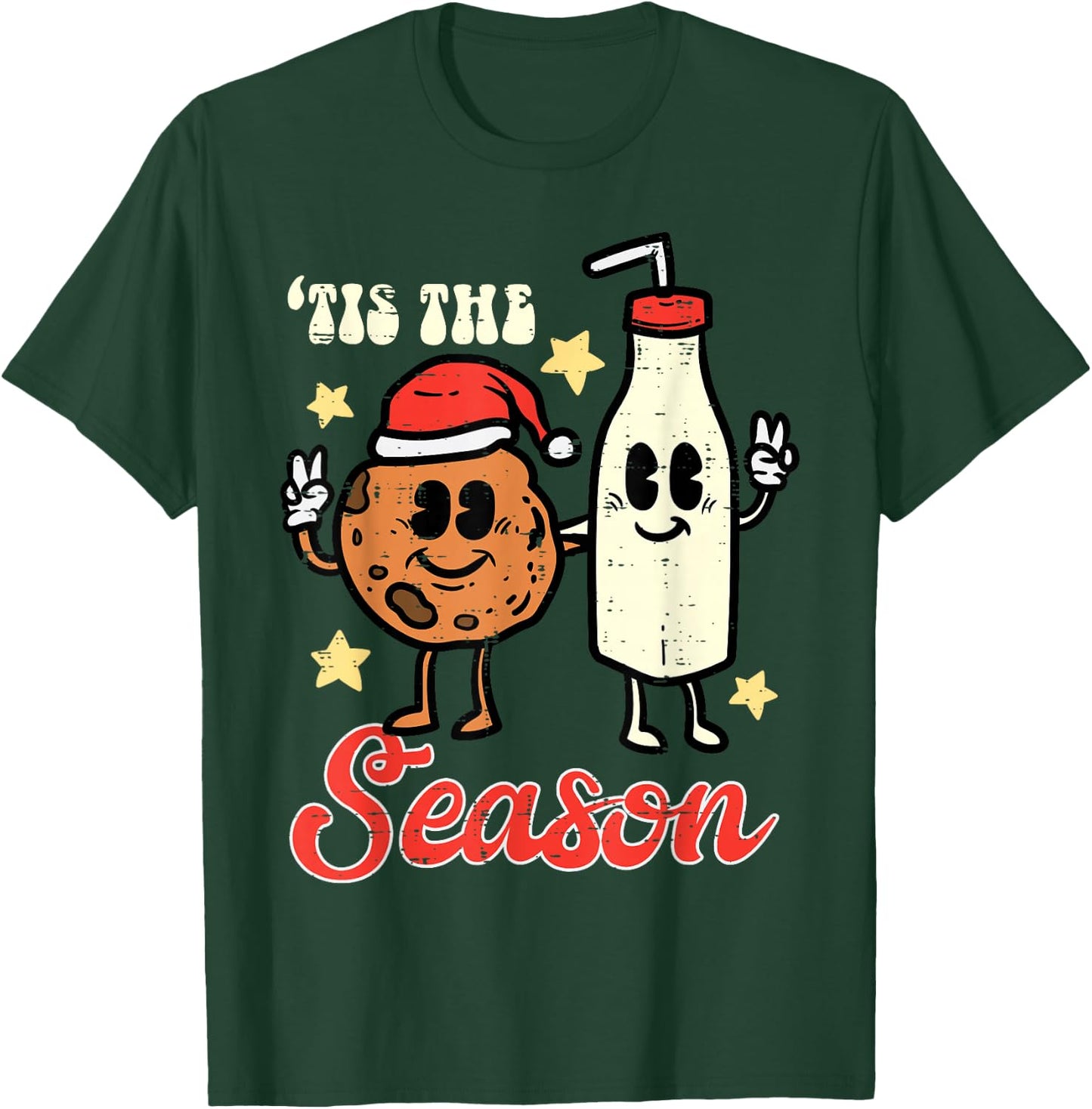 Tis The Season Cookie Milk Christmas Xmas Men Women Kids T-Shirt - T-Shirt | Forest