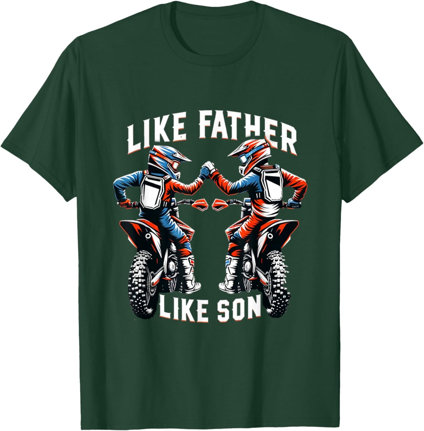 Dirt Bike Family Father's Day Son Motocross Off-Road MX Boys T-Shirt - T-Shirt | Forest