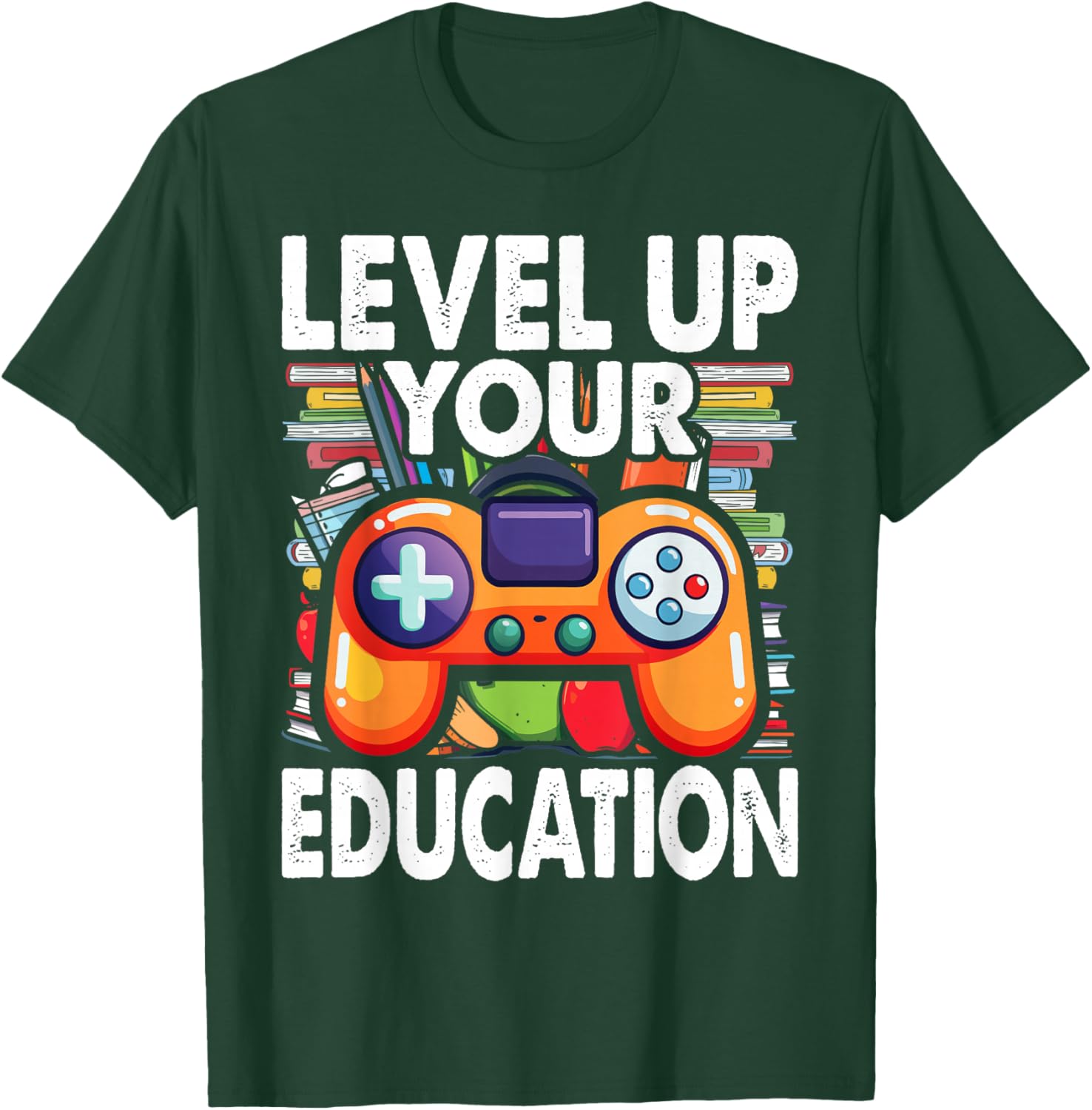 Level Up Your Education - Gaming-Inspired Teacher Design T-Shirt - T-Shirt | Forest