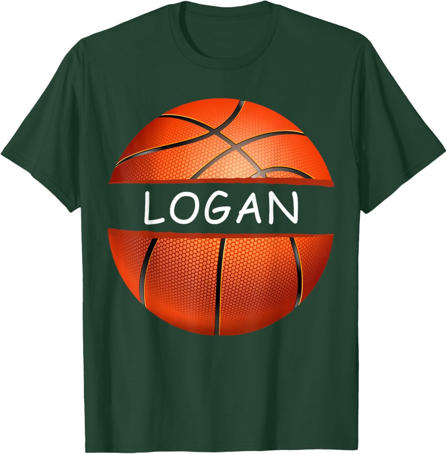 Novelty Personalized Name Logan Sports Basketball T-Shirt - T-Shirt | Forest