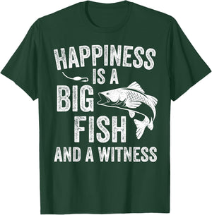 Happiness is A Big Fish and A Witness Funny Fishing T-Shirt - T-Shirt | Forest