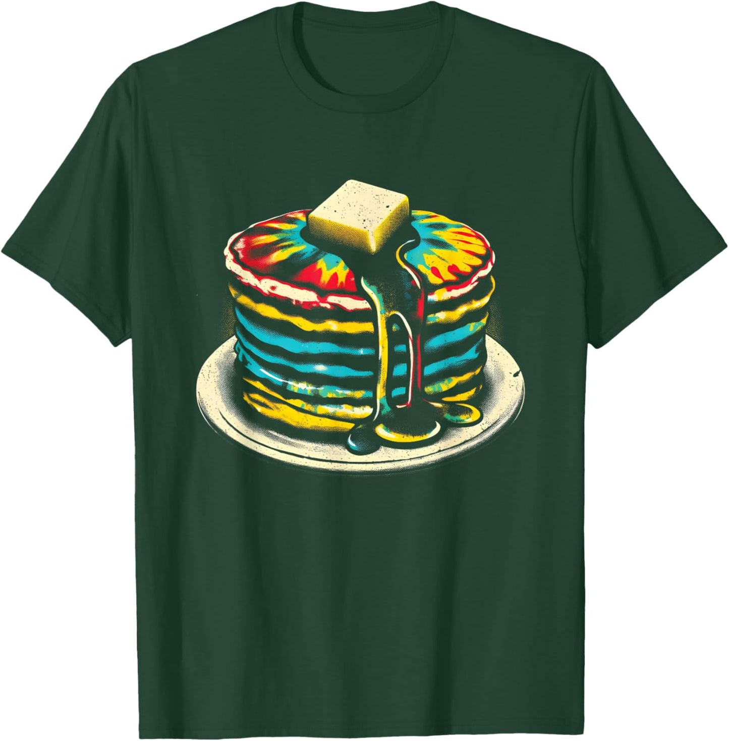 Pancakes Tie Dye - Vintage Pastry Chef Cook Hotcakes Lover T-Shirt - T-Shirt | Forest