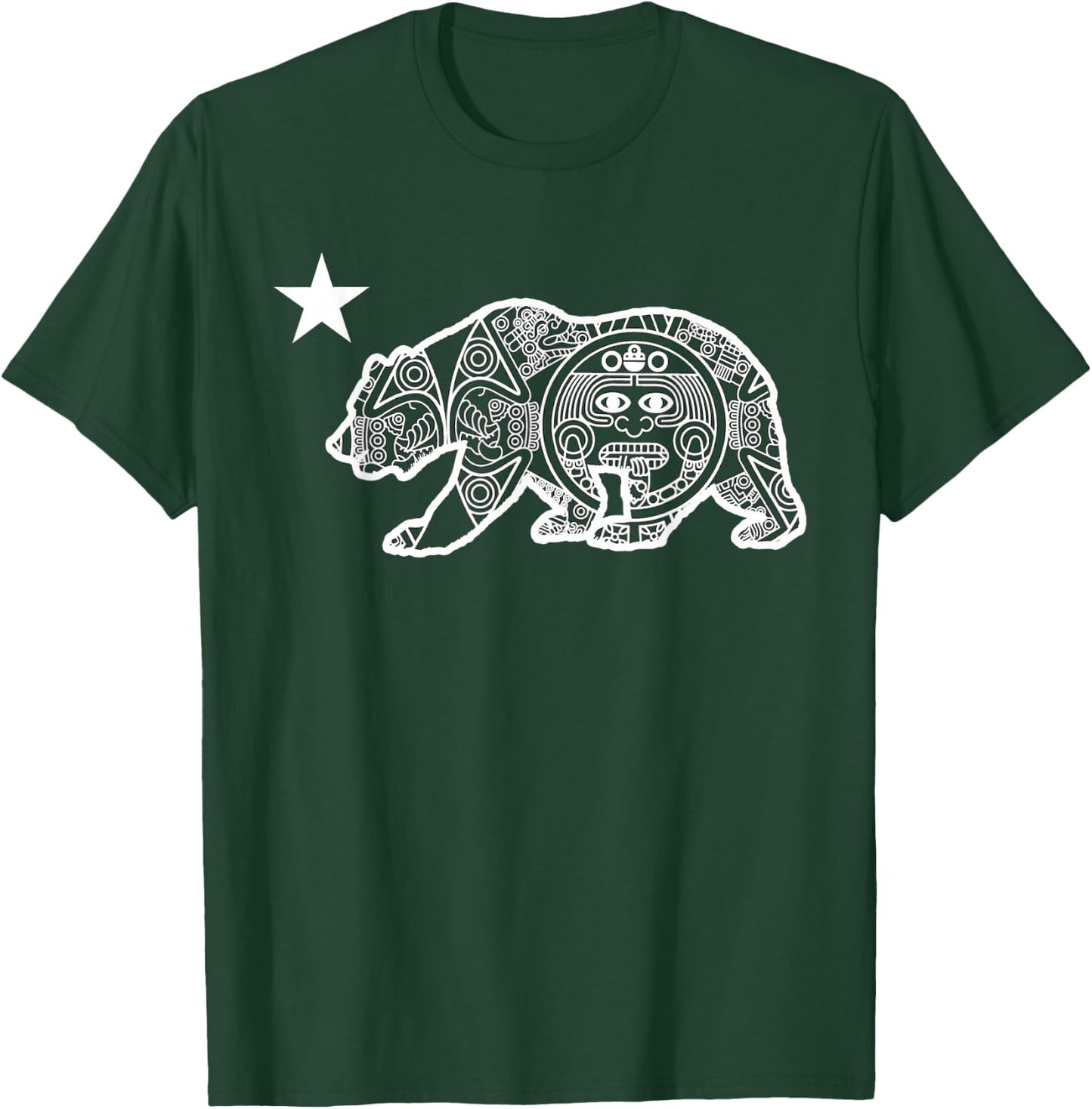 California Flag Bear Aztec Calendar T-Shirt - T-Shirt | Forest