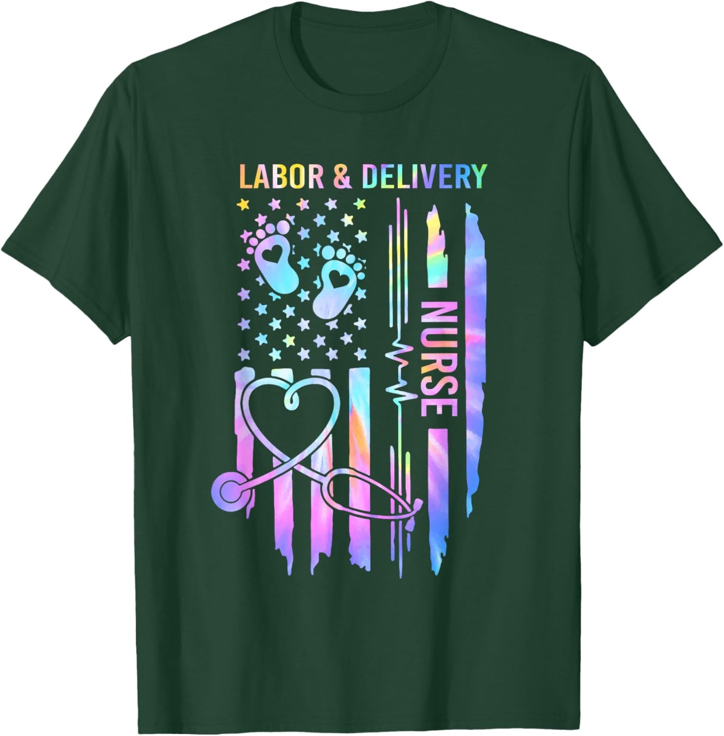 Labor and Delivery L&D Nurse Tie Dye - Women's Humorous Nursing Gift - Black, Small T-Shirt - T-Shirt | Forest