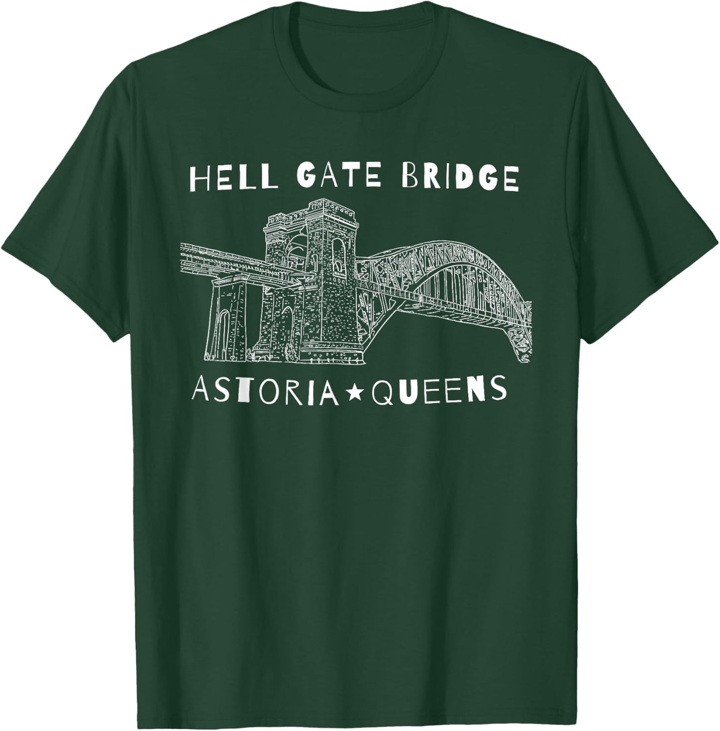 Astoria Queens Hell Gate Bridge New York City illustration T-Shirt - T-Shirt | Forest