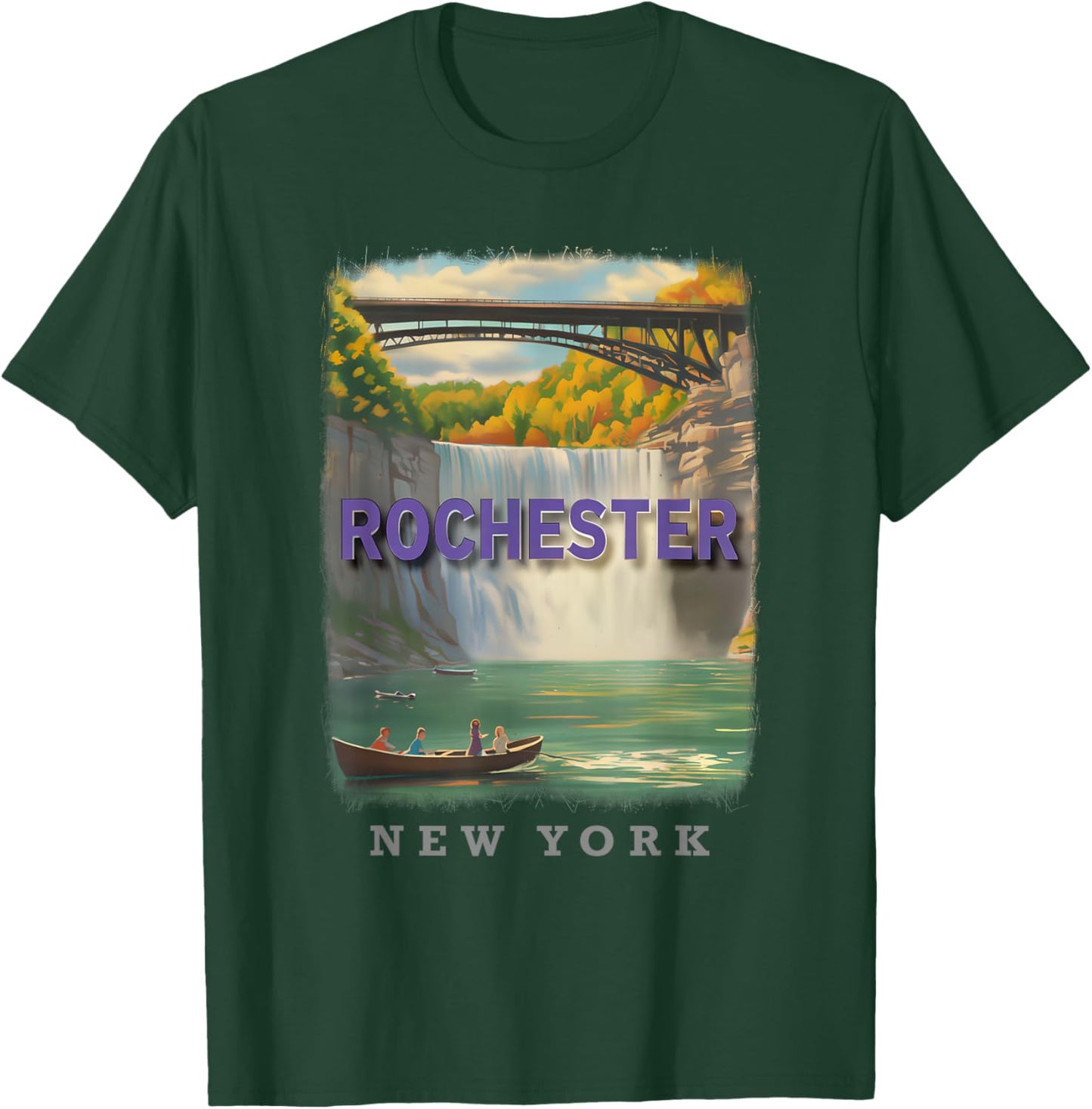 Rochester New York NY Waterfront Charm SD067 T-Shirt - T-Shirt | Forest