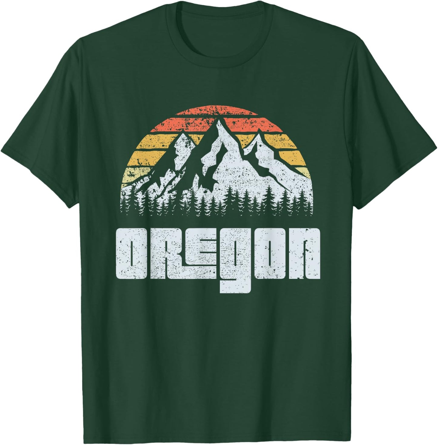Vintage Oregon Mountains State Nature Sun Retro T Shirt T-Shirt - T-Shirt | Forest