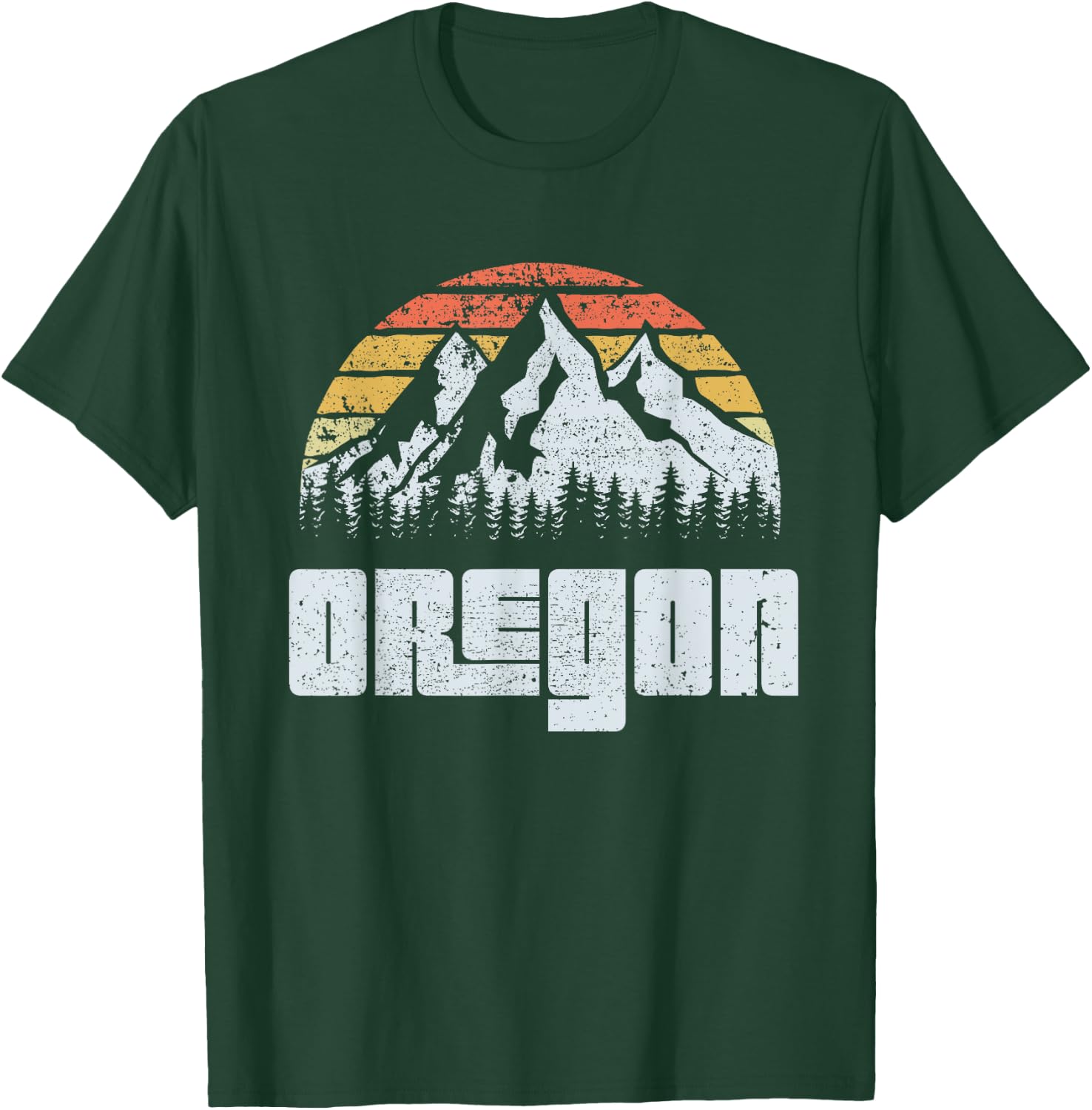 Vintage Oregon Mountains State Nature Sun Retro T Shirt T-Shirt - T-Shirt | Forest