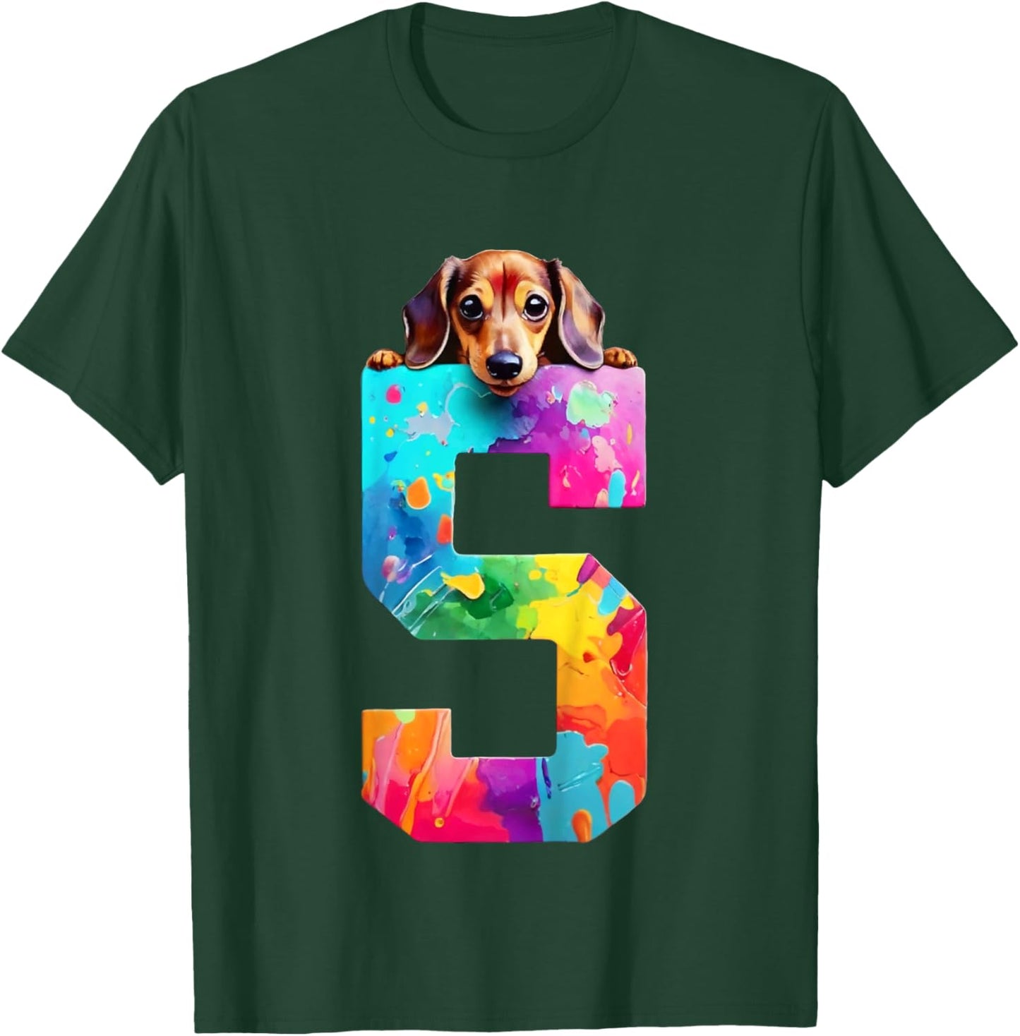 Dog 5 Years Dachshund 5th Birthday T-Shirt - T-Shirt | Forest