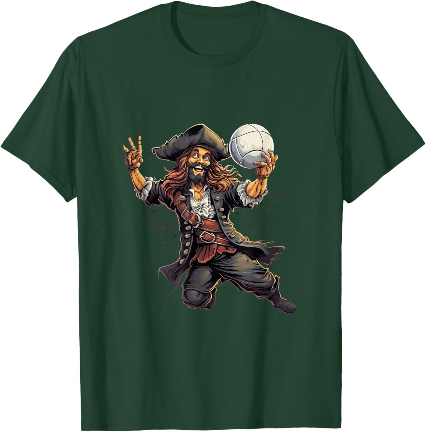 Pirate Volleyball Player Buccaneer Sport T-Shirt - T-Shirt | Forest