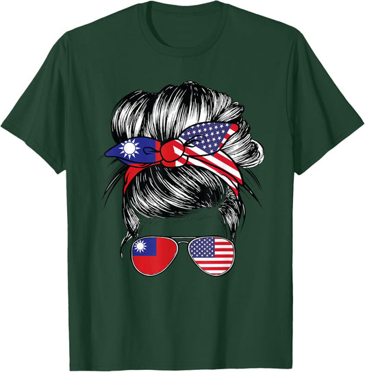 Taiwan Flag Taiwanese Women American USA Heritage Taiwan T-Shirt - T-Shirt | Forest