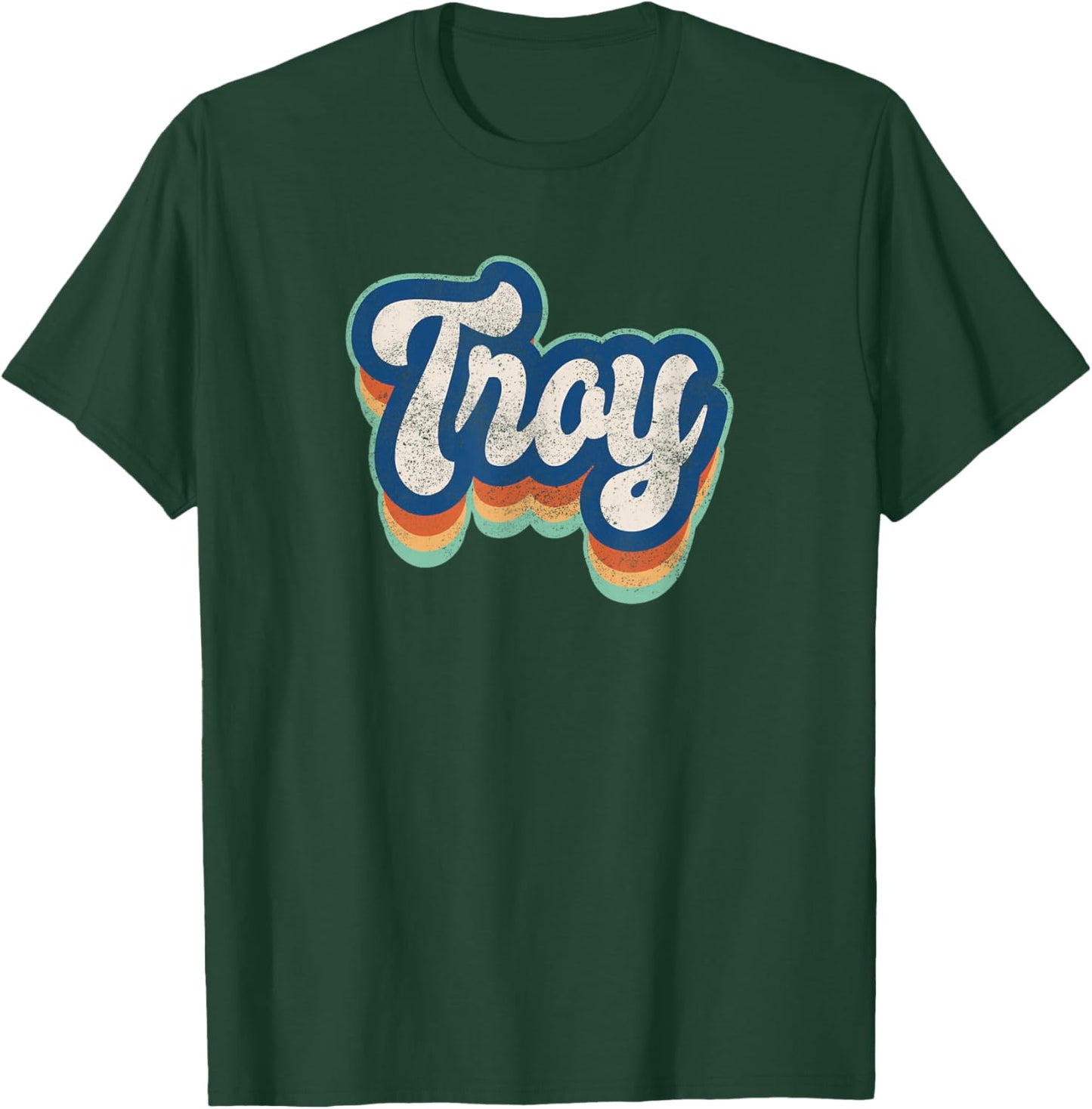 Troy First Name Boy Vintage Style 70s 80s Personalized T-Shirt - T-Shirt | Forest