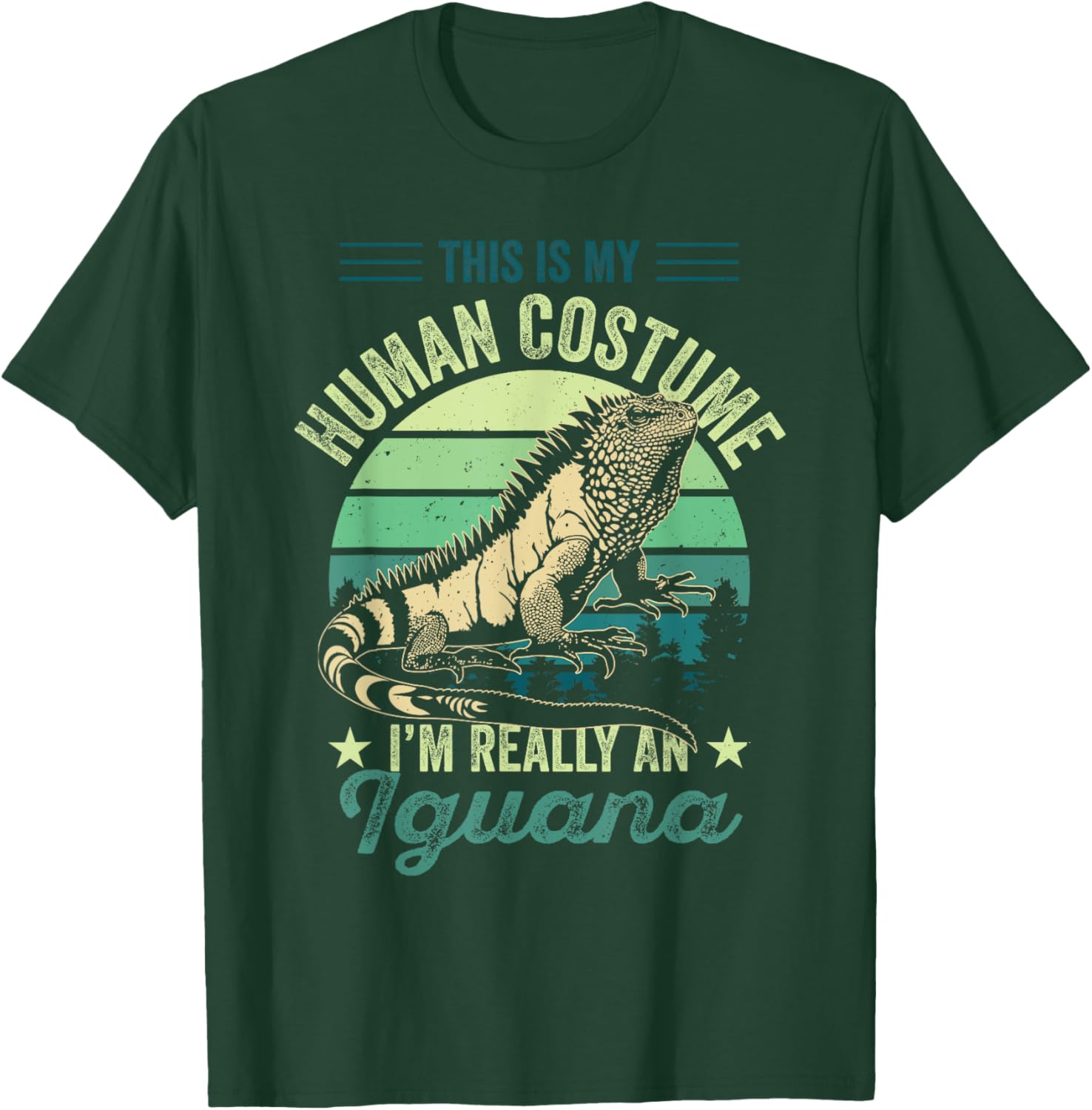 Retro My Human Costume I'm Really An Iguana Reptile Vintage T-Shirt - T-Shirt | Forest
