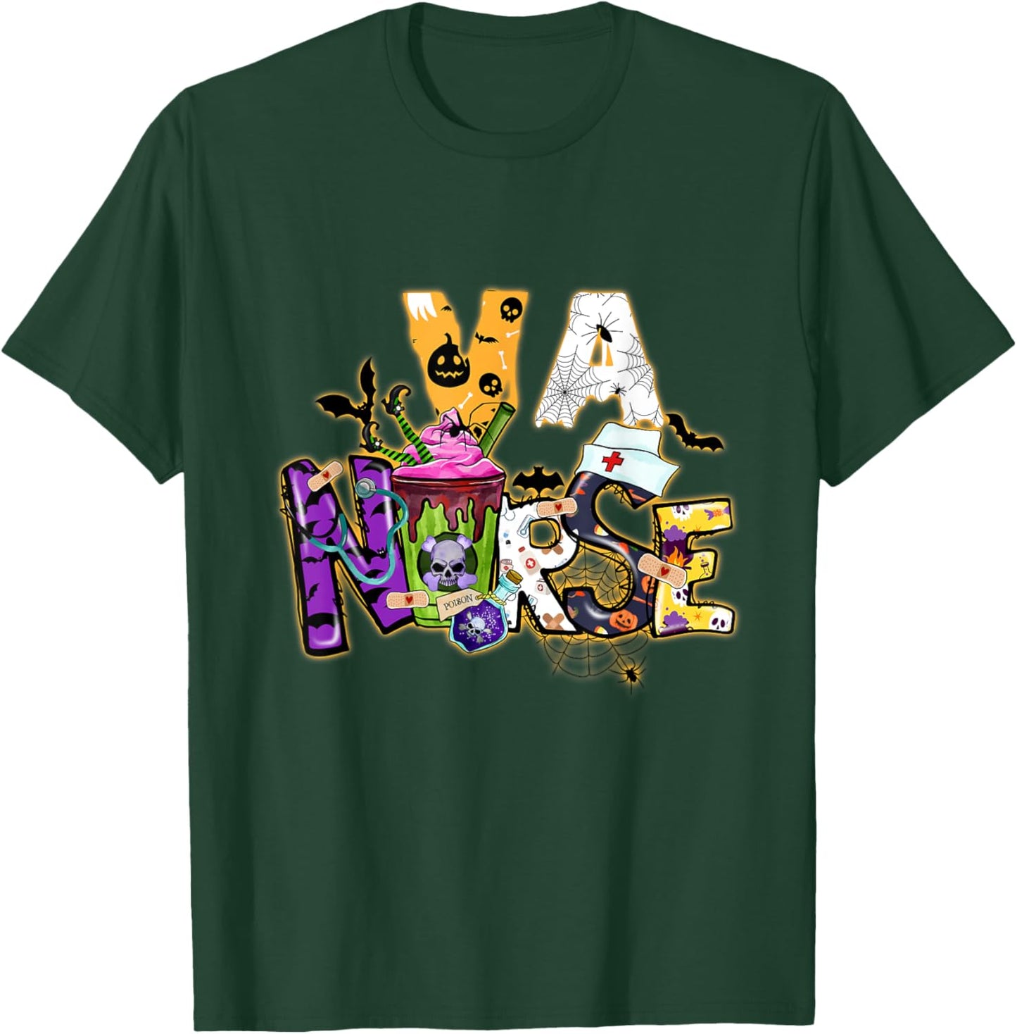 Va Nurse Witch Vintage Halloween Shirt Funny Va Nursing Rn T-Shirt - T-Shirt | Forest