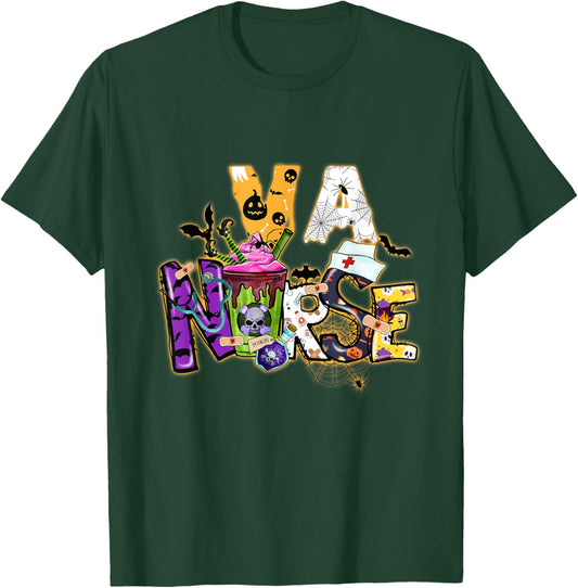 Va Nurse Witch Vintage Halloween Shirt Funny Va Nursing Rn T-Shirt - T-Shirt | Forest