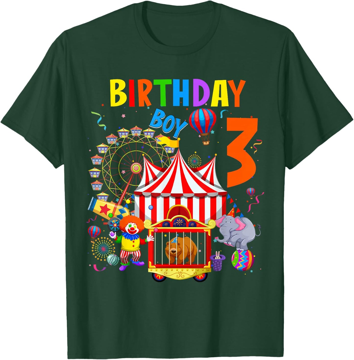 Children's 3rd Birthday Boy Themes 3 Years Old Circus T-Shirt - T-Shirt | Forest
