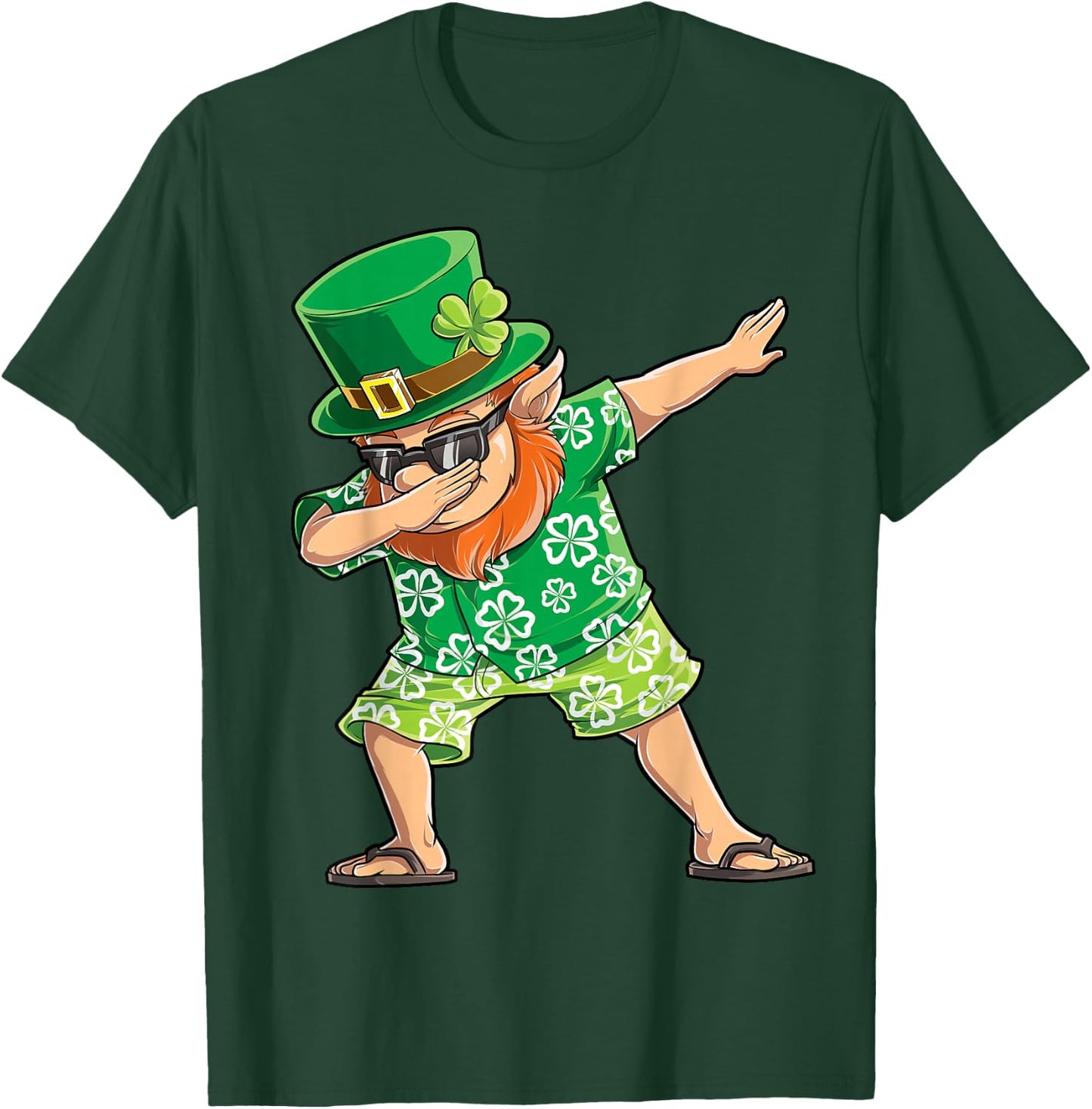 Dabbing Leprechaun St Patricks Day Boys Men Hawaiian Surfing T-Shirt - T-Shirt | Forest