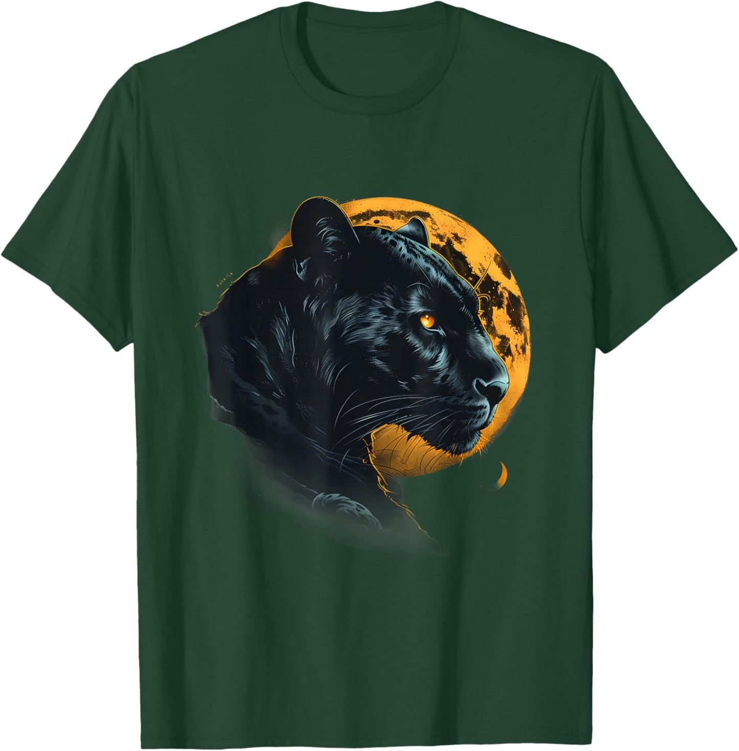 Panther Portrait Moon Panther Lover Tropical Animal Art T-Shirt - T-Shirt | Forest