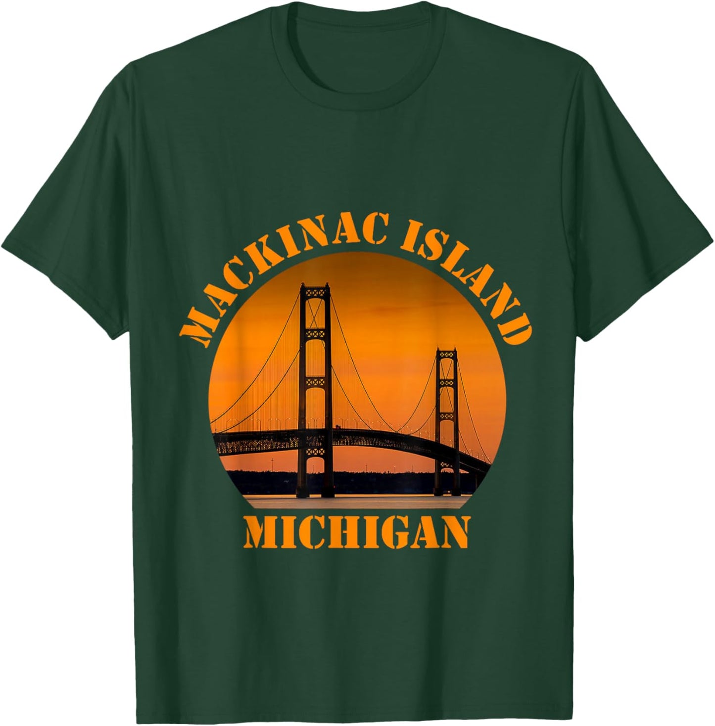 Mackinac Island Bridge Michigan Great Lakes Huron Ferry Trip T-Shirt - T-Shirt | Forest