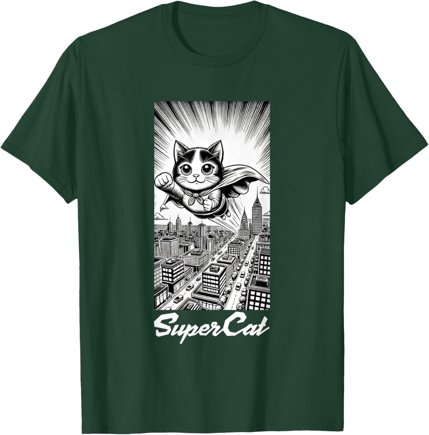 Super Cat, funny, manga style, Super Animals T-Shirt - T-Shirt | Forest