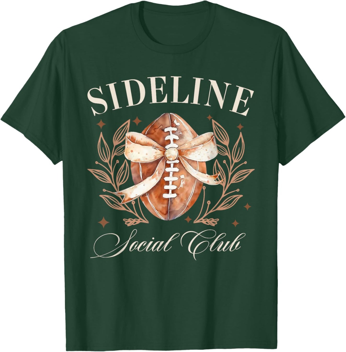 Sideline Social Club American Football Coquette Bow Game Day T-Shirt - T-Shirt | Forest