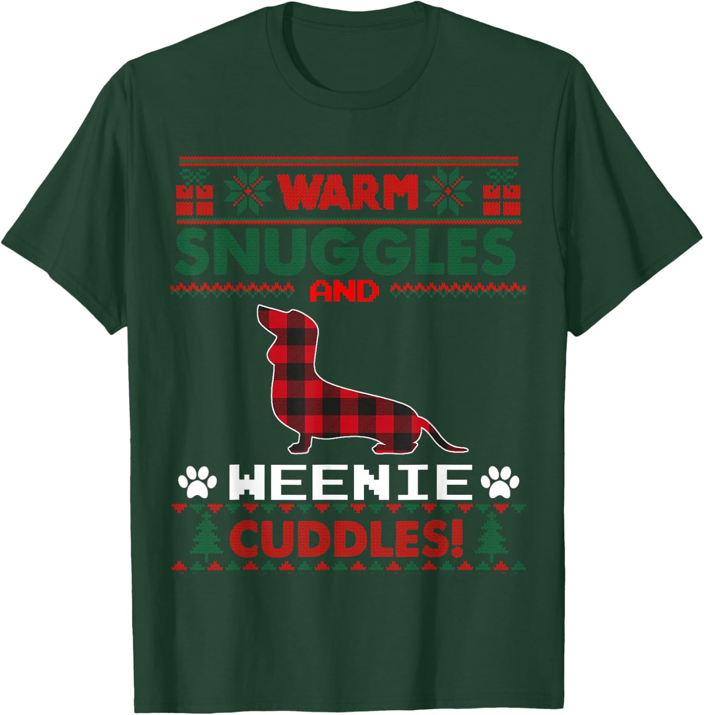 Weenie Christmas Pajama Shirt Weiner Ugly Christmas Sweater Men Women Kids T-Shirt - T-Shirt | Forest