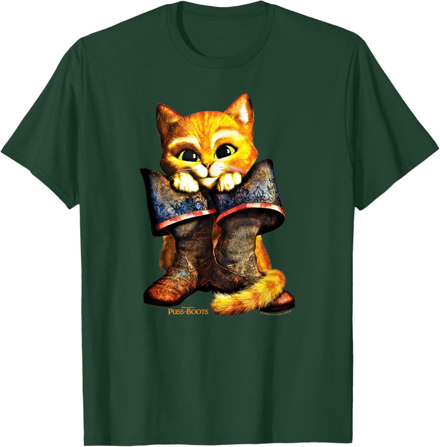 DreamWorks Puss in Boots with Boots , Black, S T-Shirt - T-Shirt | Forest