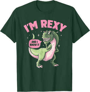 I'm Rexy And I Know It Summer Funny T-Rex Pun Dinosaur T-Shirt - T-Shirt | Forest