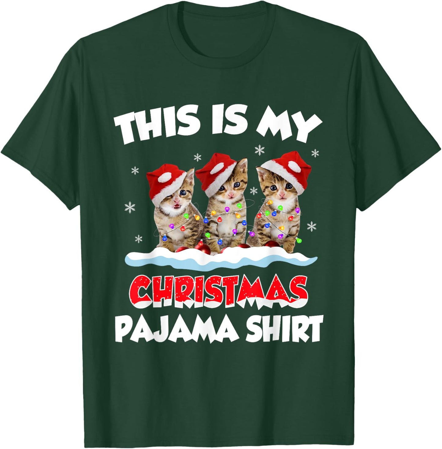 This Is My Christmas Pajama Shirt Cat Lover Funny Christmas T-Shirt - T-Shirt | Forest
