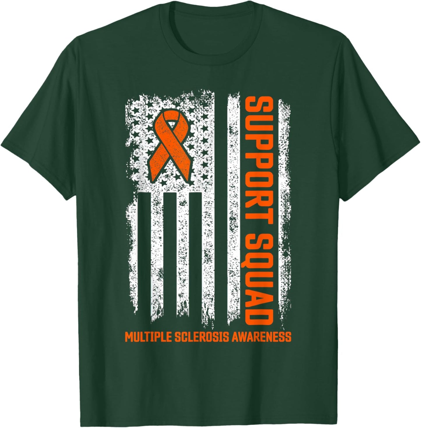 MS Flag Orange Support Squad Multiple Sclerosis Awareness T-Shirt - T-Shirt | Forest