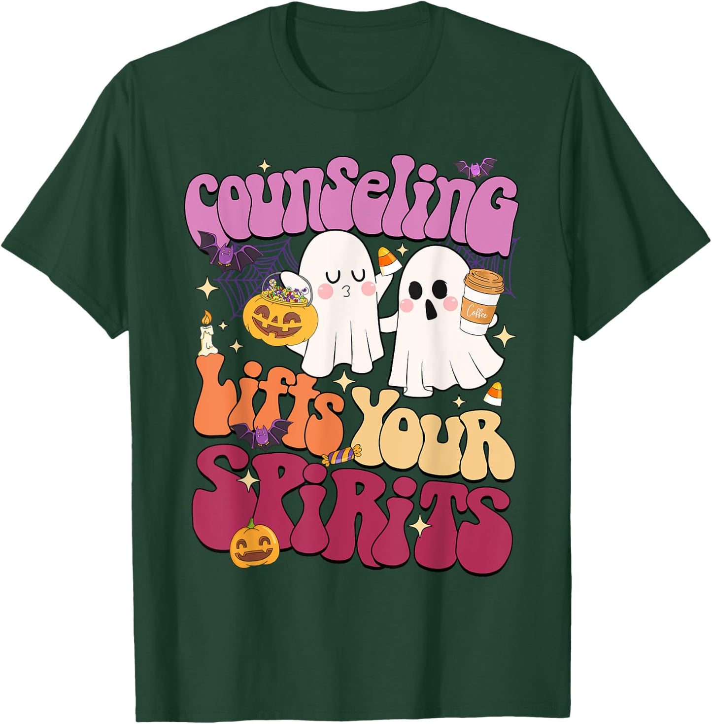 Counseling Lifts Your Spirits School Counselor Ghost T-Shirt - T-Shirt | Forest