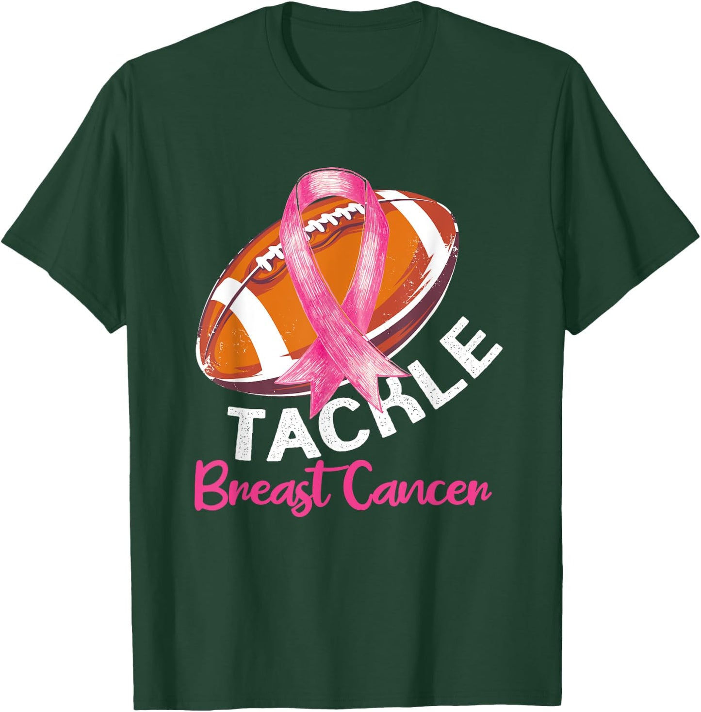 Football Breast Cancer Awareness Shirt for Husbands Men Dad T-Shirt - T-Shirt | Forest