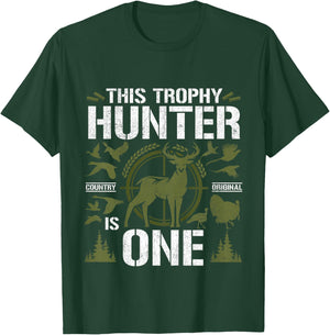 1 Year Old Hunting Birthday Party Duck Deer Hunter 1st Gift T-Shirt - T-Shirt | Forest