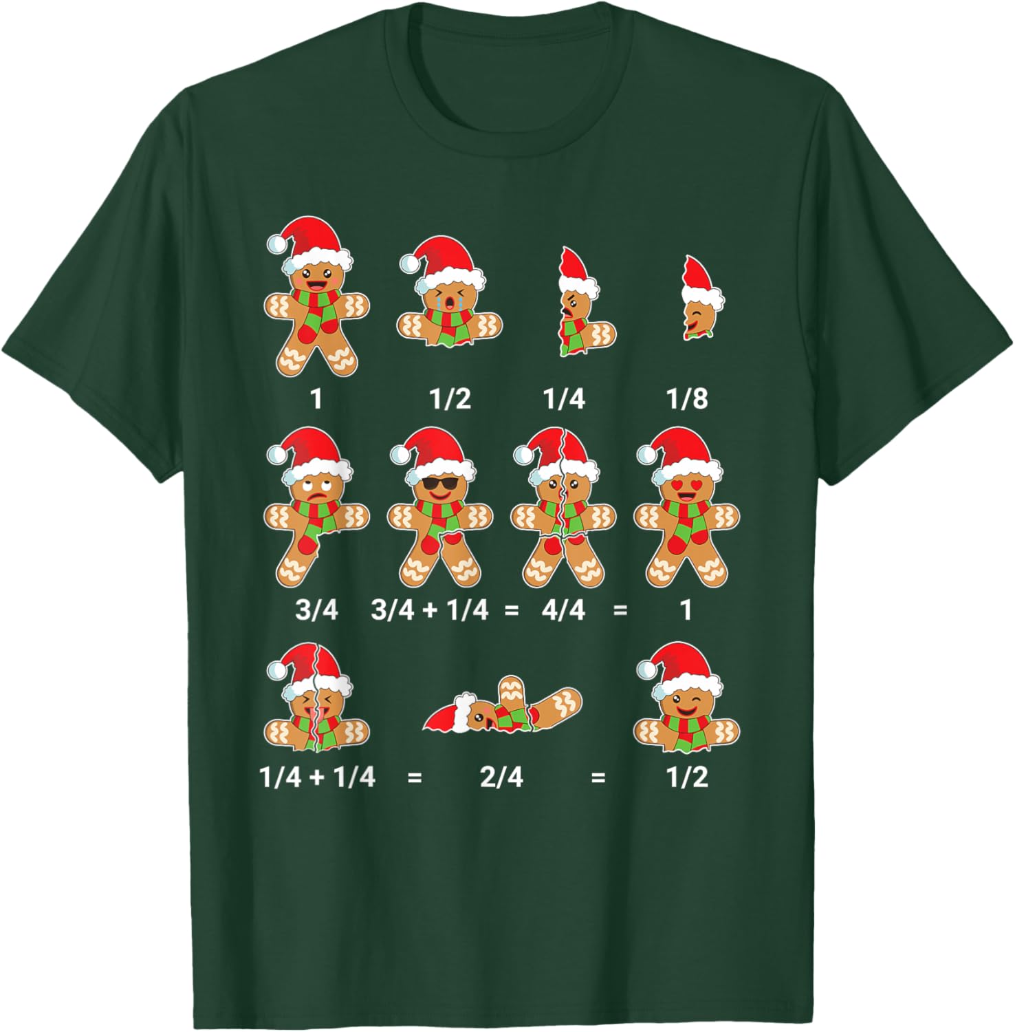 Christmas Math Shirt Men Women Kids Gingerbread Cookie T-Shirt - T-Shirt | Forest