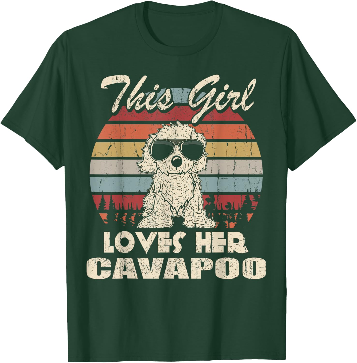 Cavapoo Girl Cool Vintage Retro for Dog Mom T-Shirt - T-Shirt | Forest