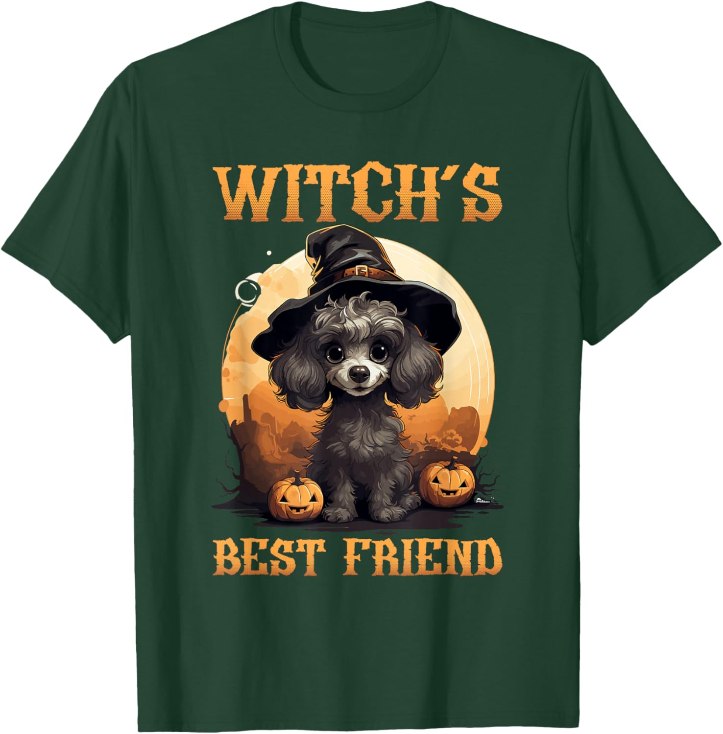 Poodle Halloween Spooky Dog, Witchs Best Friend Women T-Shirt - T-Shirt | Forest
