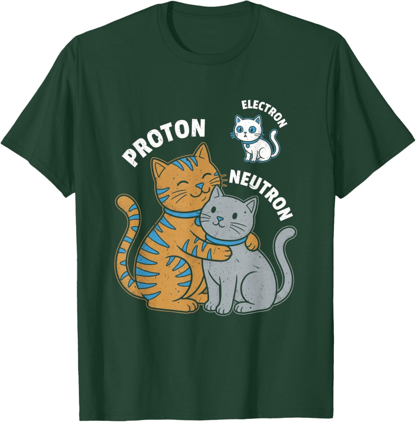 Science Cat Atom Proton Neutron Electron Physics Humor T-Shirt - T-Shirt | Forest