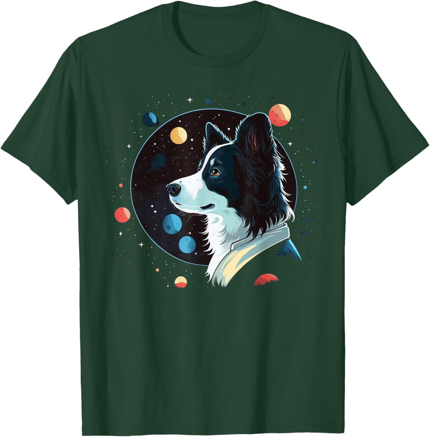 Outer Space Border Collie on Galaxy Astronaut Border Collie T-Shirt - T-Shirt | Forest
