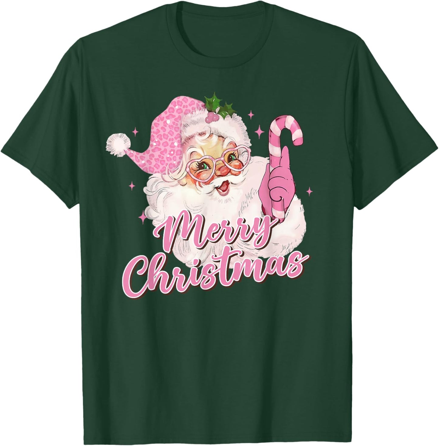 Merry Christmas Pink Santa Claus Vintage Retro Xmas Holiday T-Shirt - T-Shirt | Forest