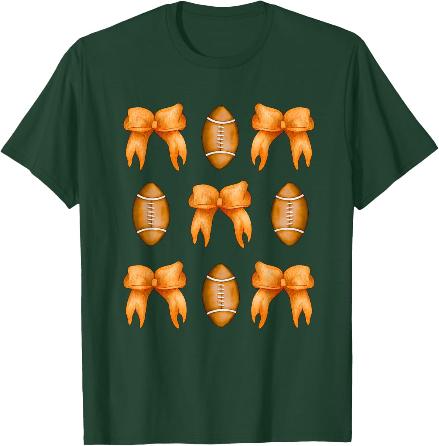 Coquette Bow American Football,Coquette Halloween Football T-Shirt - T-Shirt | Forest