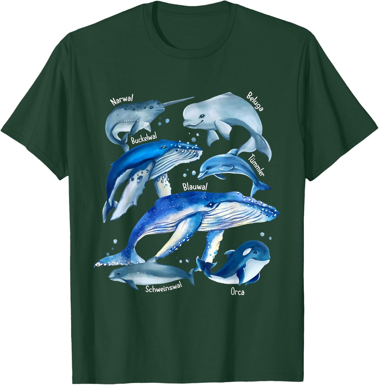Types Of Whales - Whale Breeds - Whale Species Biology Guide T-Shirt - T-Shirt | Forest