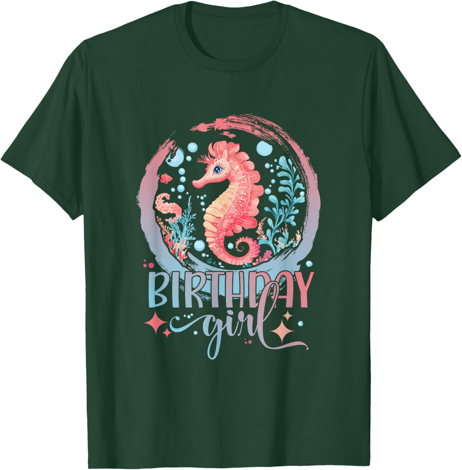 Birthday Girl Seahorse Women Cute Sea Horse Birthday Girl T-Shirt - T-Shirt | Forest