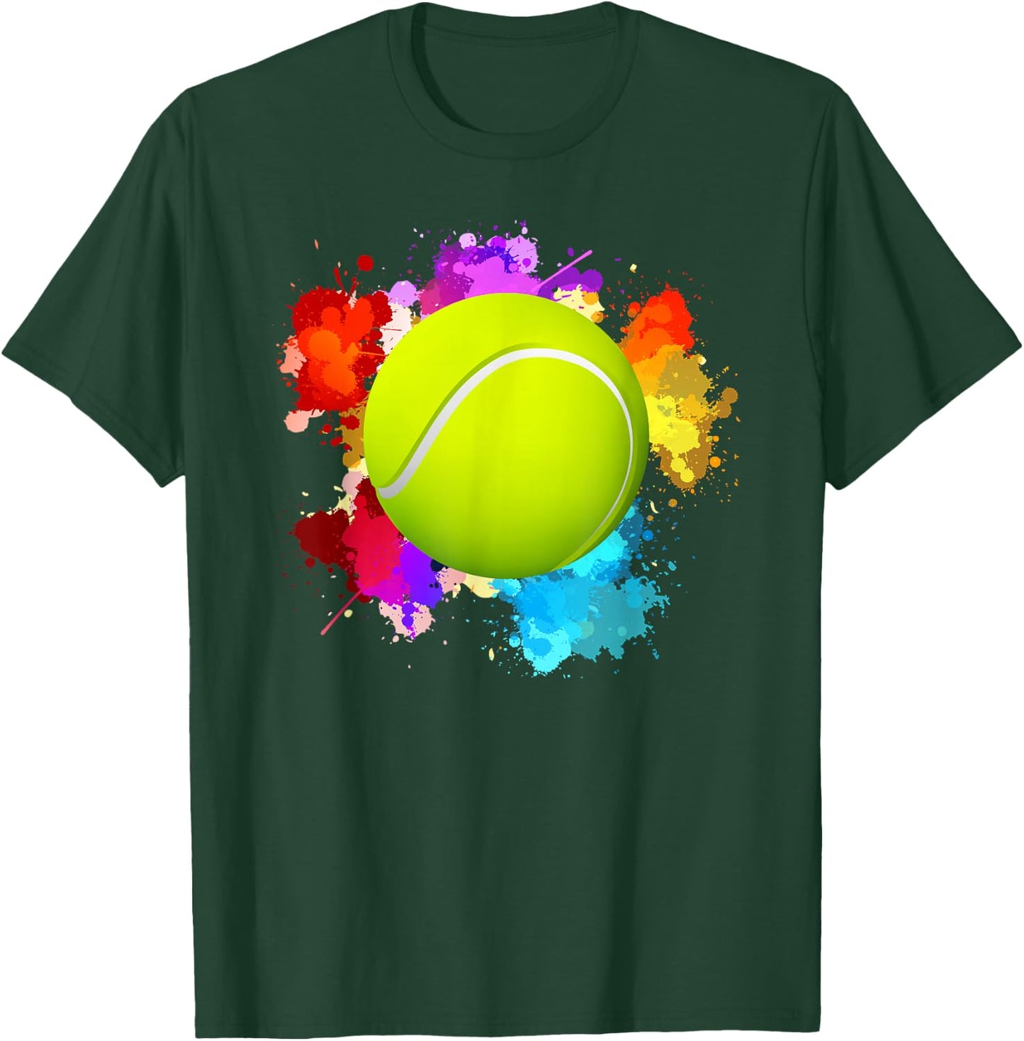 Tennis Balls Racket Sport Watercolor Art Teenager Gifts Fun T-Shirt - T-Shirt | Forest