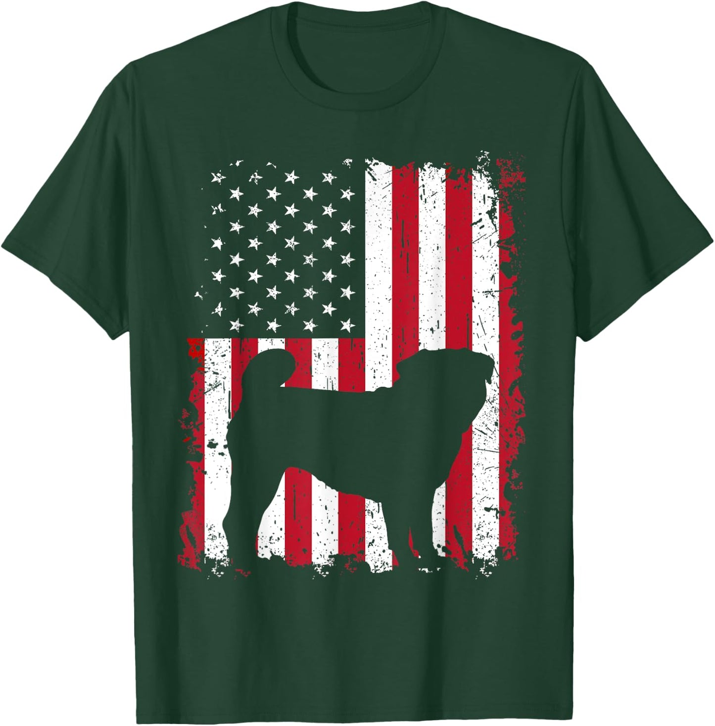 Pug 4th of July Patriotic American USA Flag Gift Men T-Shirt - T-Shirt | Forest
