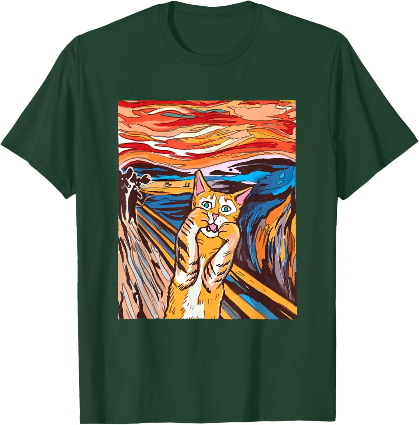 Funny Tabby Cat Painting The Scream of Munch Parody Women Kids T-Shirt - T-Shirt | Forest