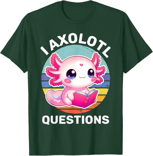 I Axolotl Questions Kids Funny Cute Axolotl Retro Vintage T-Shirt - T-Shirt | Forest