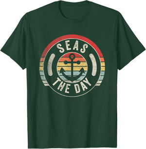 Vintage Funny Cruise Shirt Seas Day Teal Nautical Anchor T-Shirt - T-Shirt | Forest