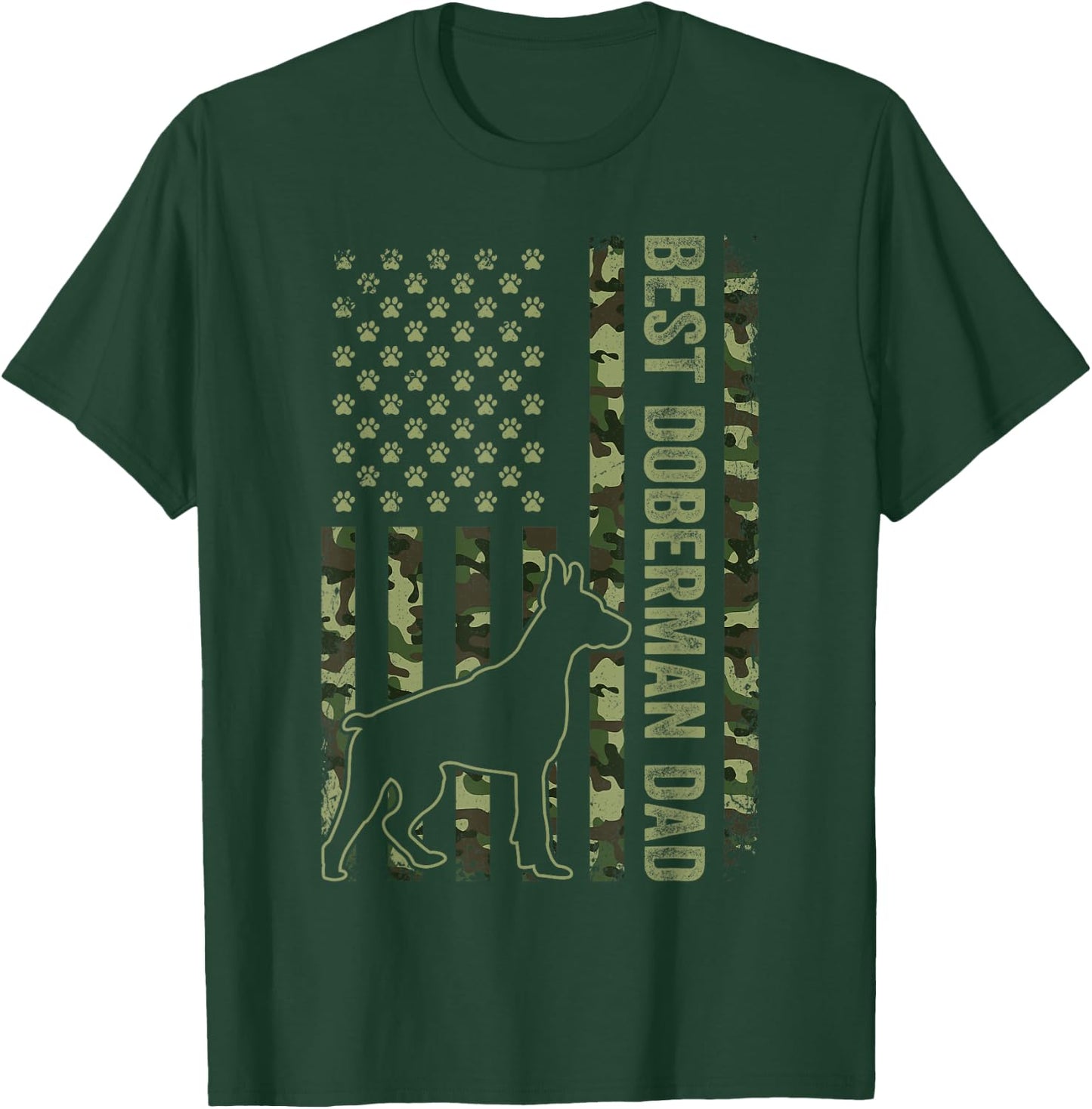 American Flag Best Doberman Dad Ever Dog Dad T-Shirt - T-Shirt | Forest