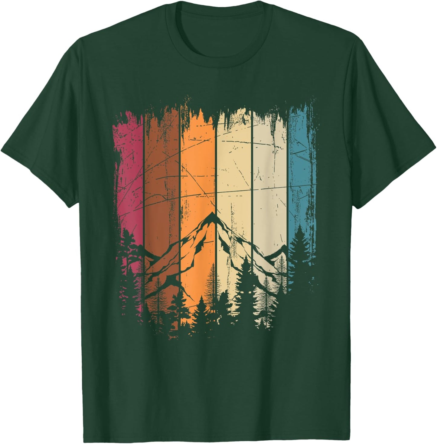 Mountains Outdoors Hiker Sport Retro Forest Nature Hiking T-Shirt - T-Shirt | Forest
